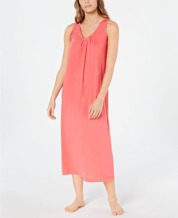 Charter Club Lace Trim Knit Nightgown in Rouge