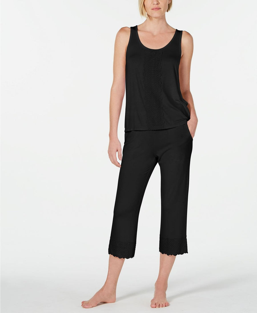 Charter Club Lace Trim Pajama Set in Classic Black