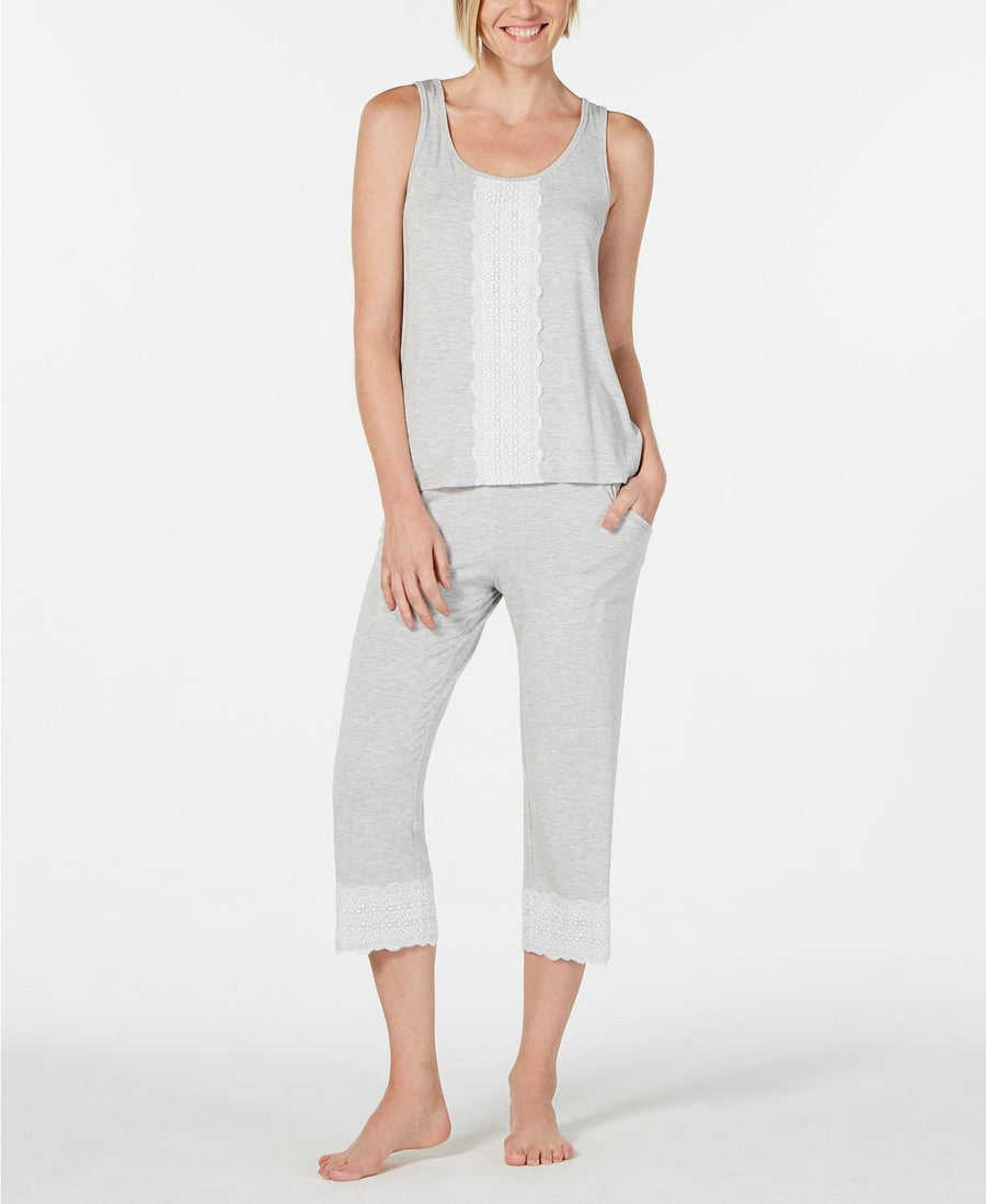 Charter Club Lace Trim Pajama Set in Dove Grey Heather