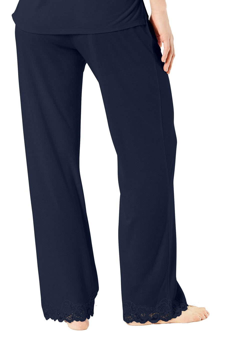 Charter Club Lace Trim Soft Knit Modal PJ Set in Ink Blue