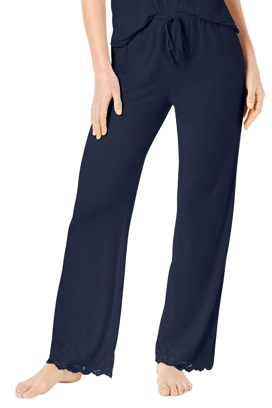 Charter Club Lace Trim Soft Knit Modal PJ Set in Ink Blue