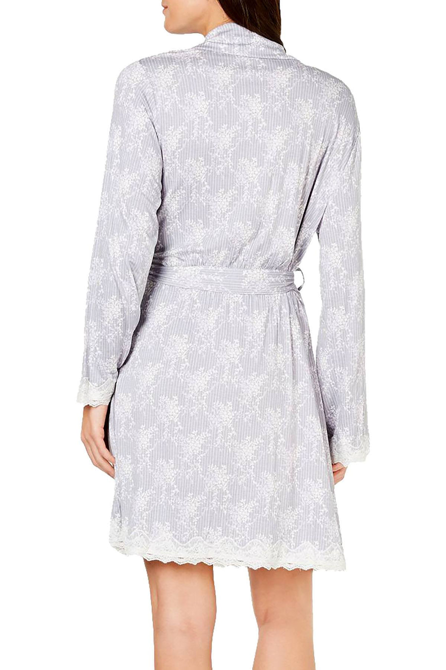 Charter Club Lace Trimmed Soft Knit Modal Wrap Robe in Floral Spray