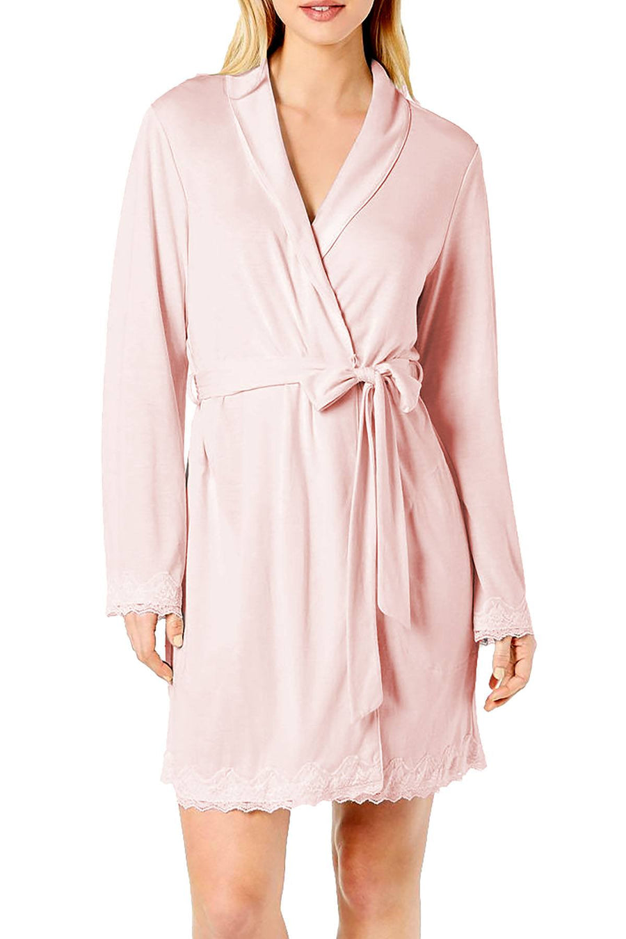 Charter Club Lace Trimmed Soft Knit Modal Wrap Robe in Potpurri