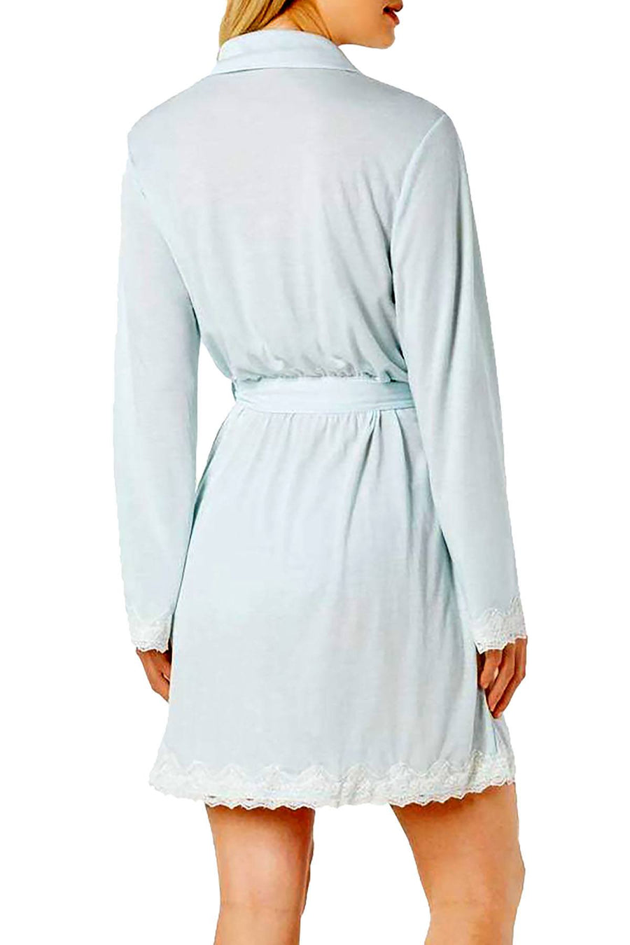 Charter Club Lace Trimmed Soft Knit Wrap Robe in Whispering Blue
