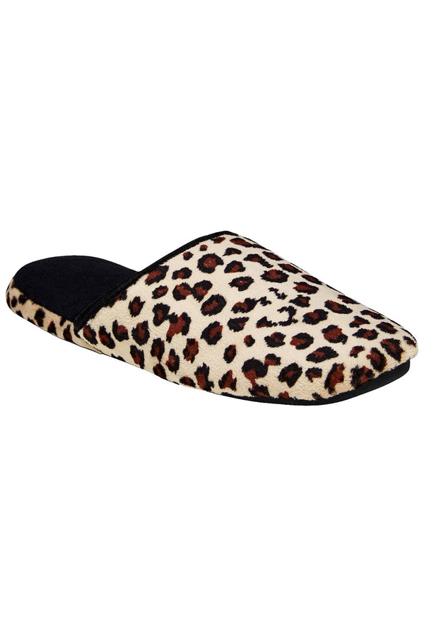 Charter Club Leopard-Print Micro-Velour Scuff Memory-Foam Slippers