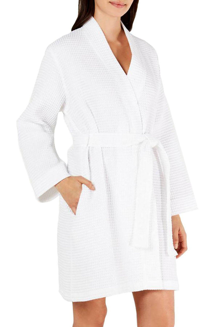 Charter Club Luxe Woven Turkish Cotton Waffle Robe in Bright White