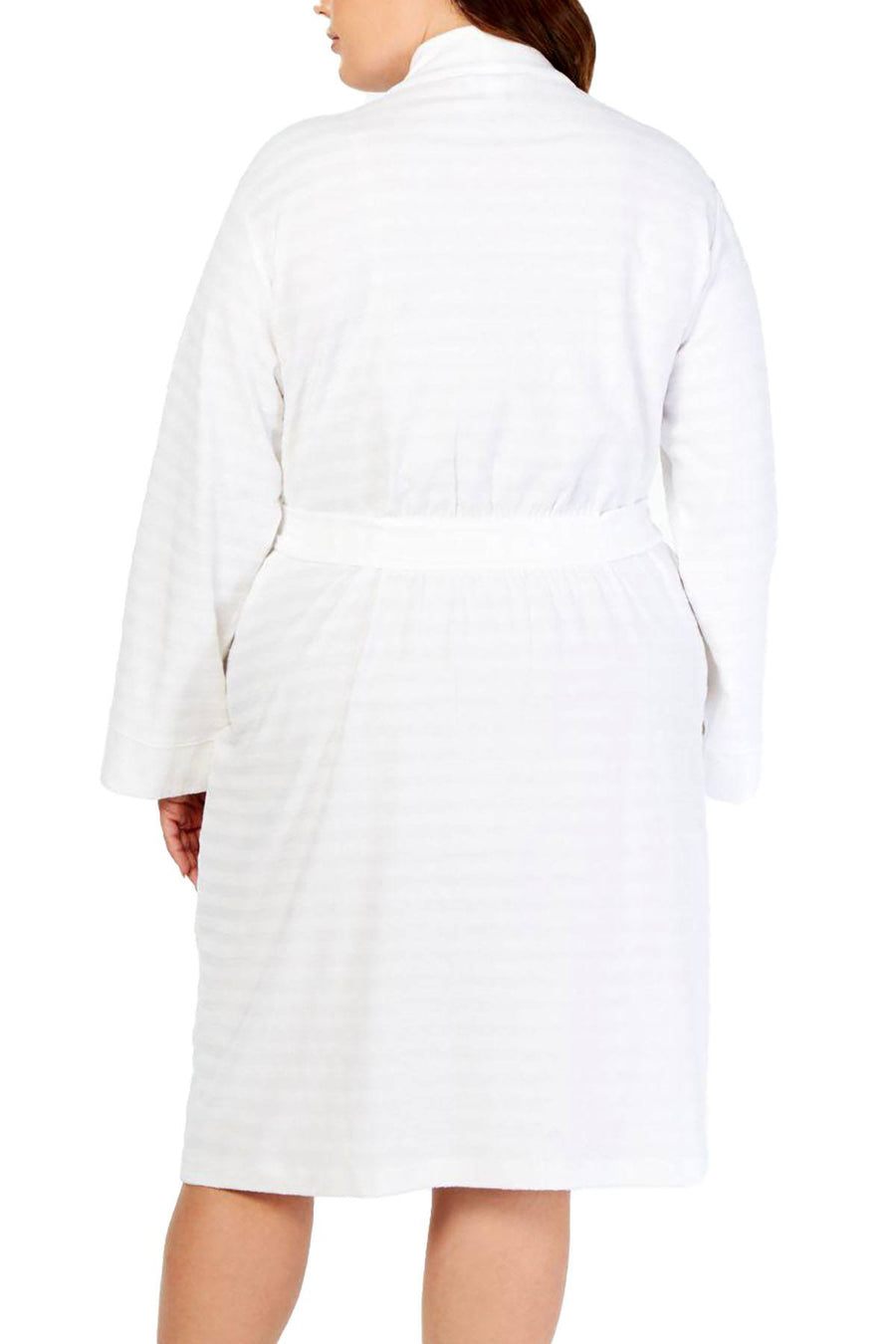 Charter Club PLUS Striped Texture Knit Robe in Bright White