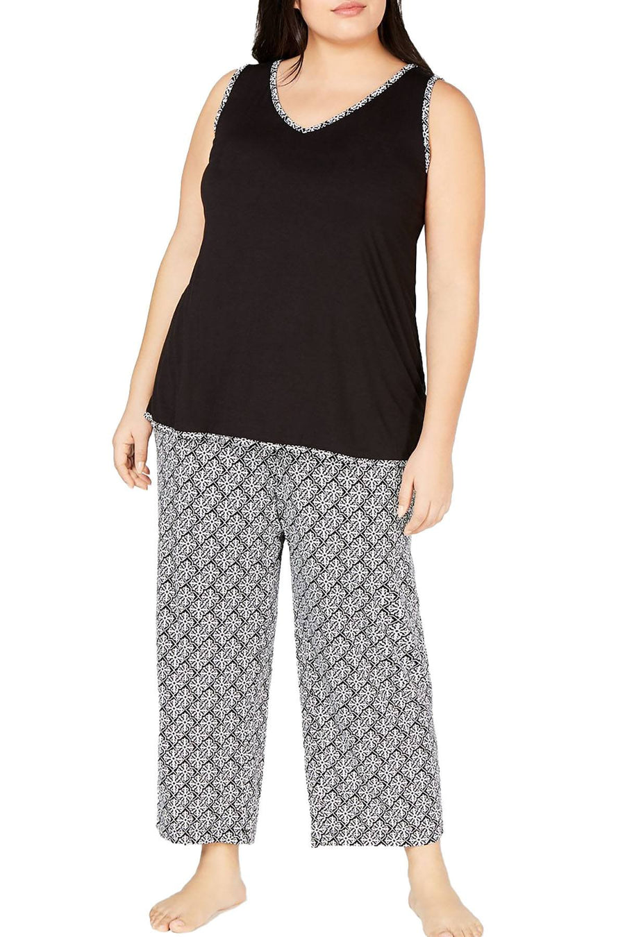 Charter Club PLUS Tank And Cropped Pants Pajama Set in Diamond Trellis Print