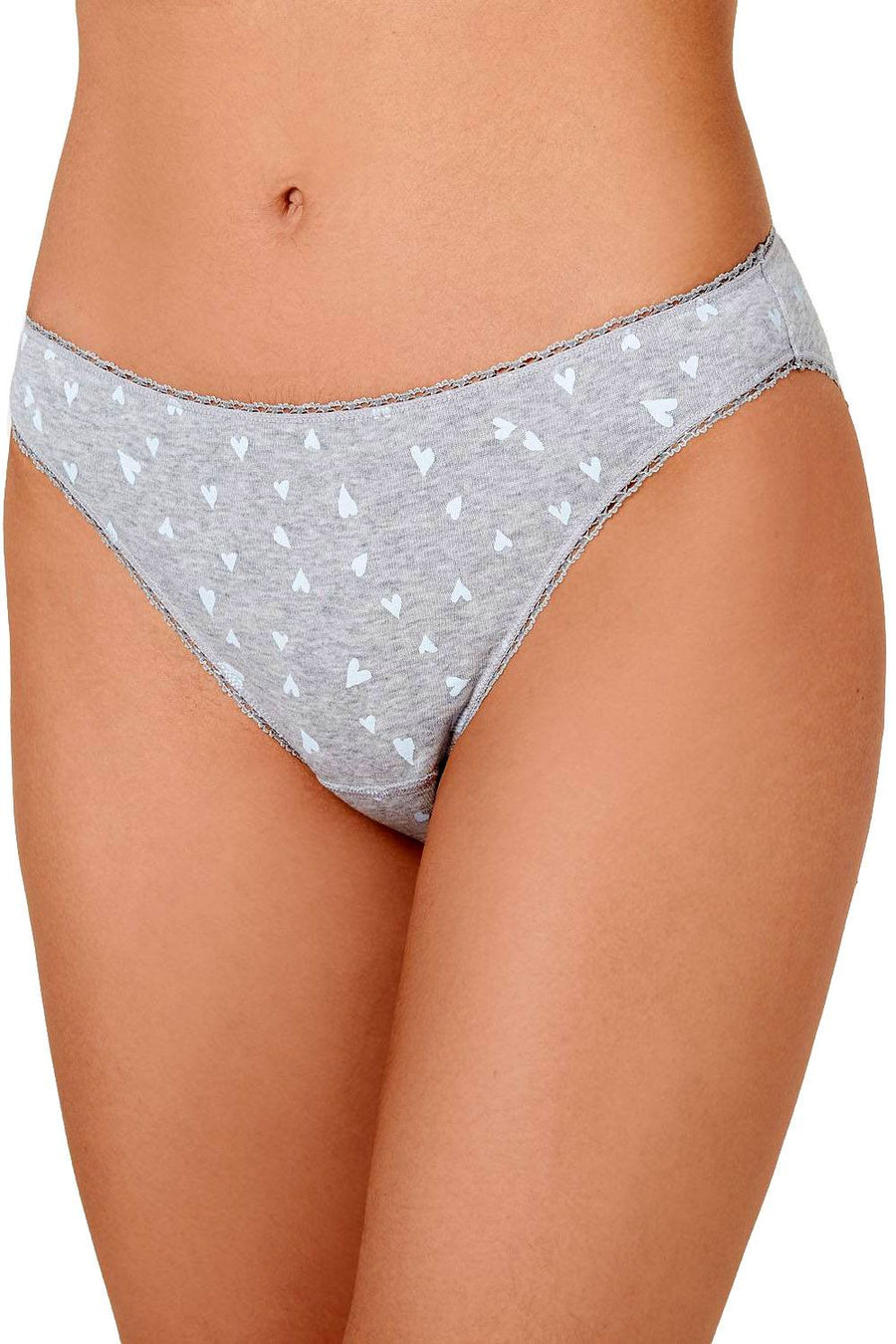 Charter Club Pretty Cotton Bikini Brief in Grey Hearts
