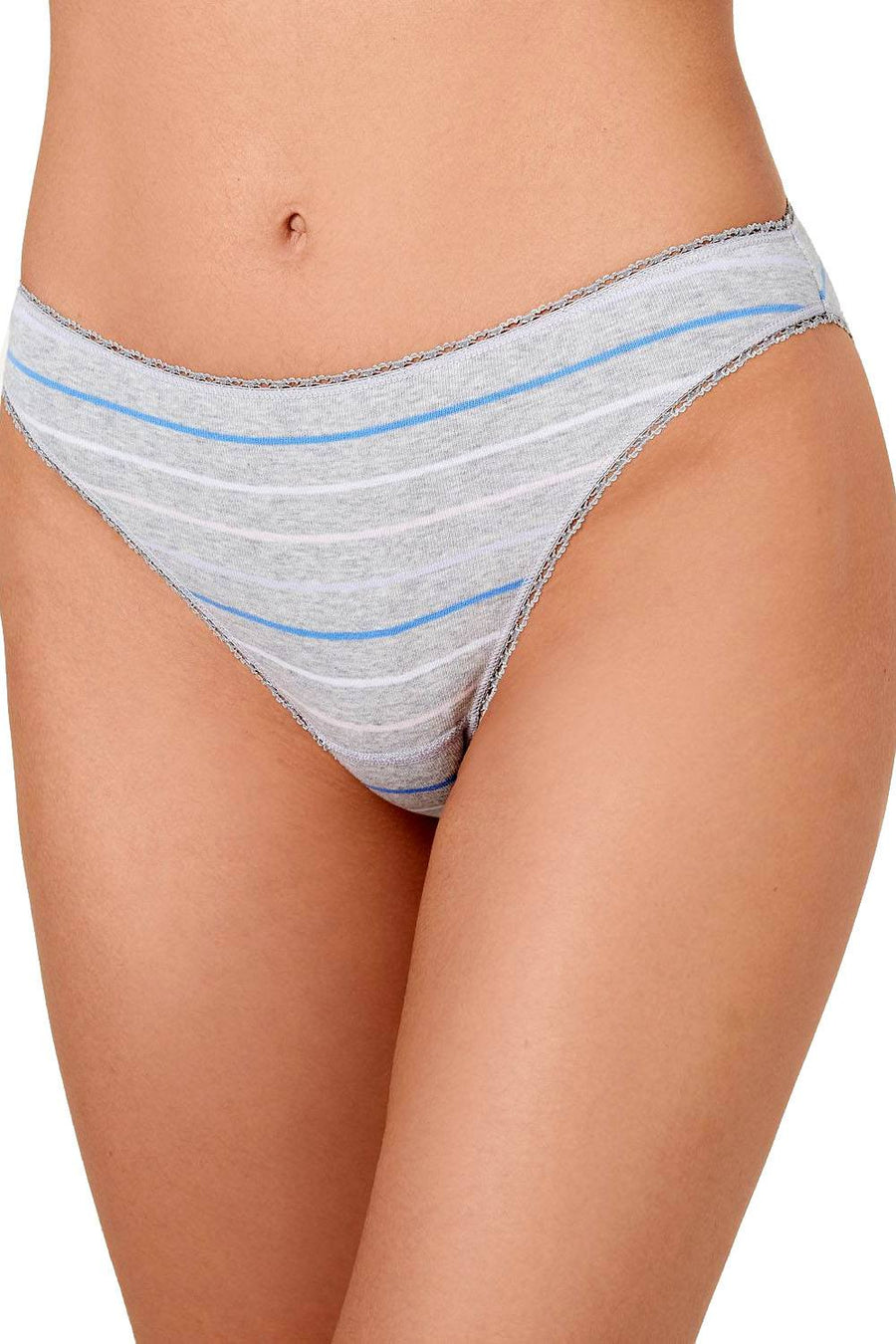 Charter Club Pretty Cotton Bikini Brief in Grey Stripe