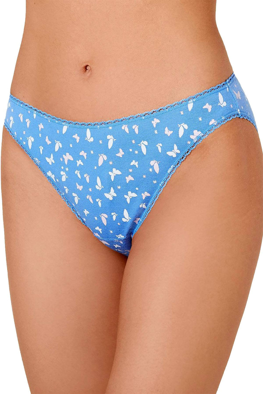 Charter Club Pretty Cotton Bikini Brief in Periwinkle Blue Butterfly