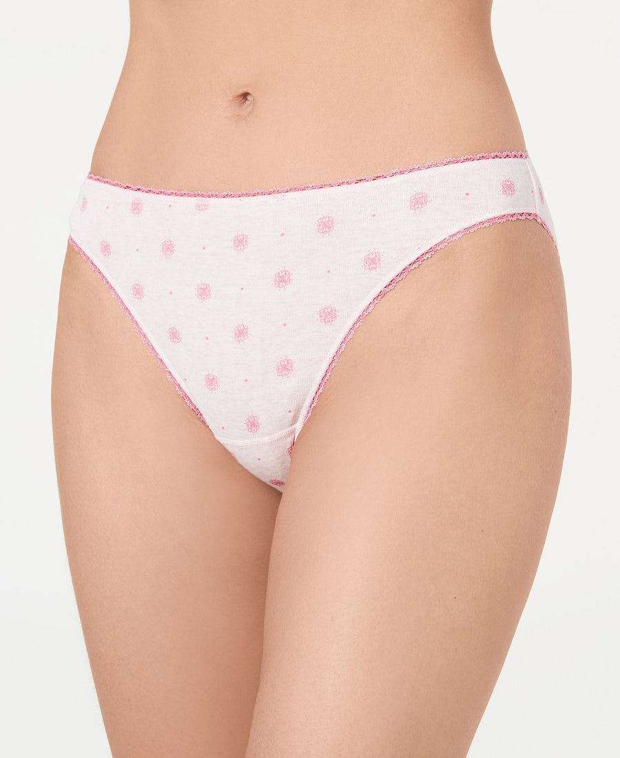Charter Club Pretty Cotton Bikini Underwear Pink Flower Dot