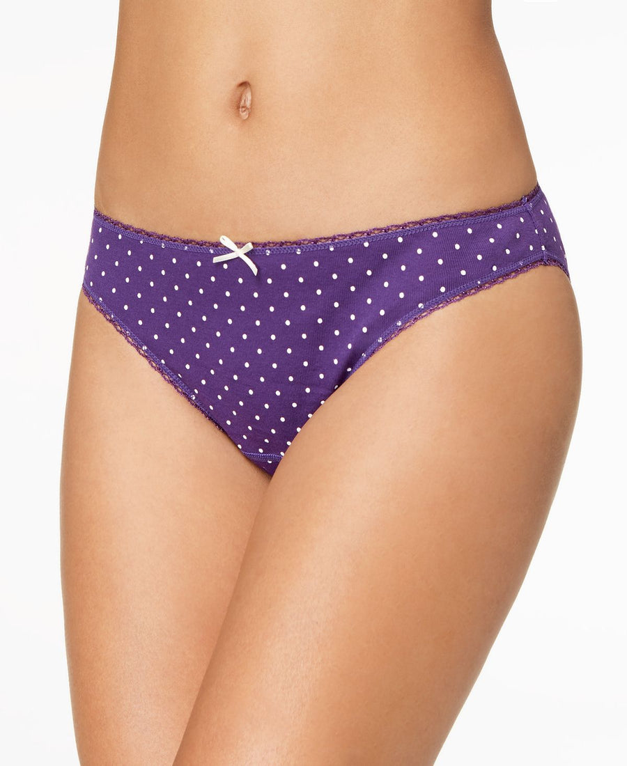 Charter Club Pretty Cotton Bikini Underwear Plum Dots