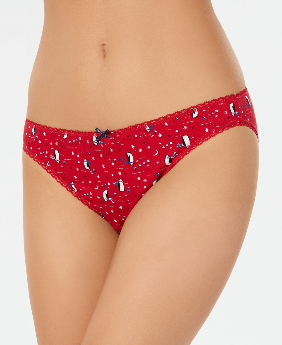 Charter Club Pretty Cotton Bikini Underwear Red Penguin