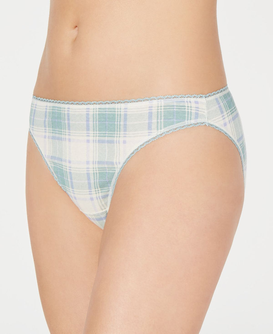 Charter Club Pretty Cotton Bikini Underwear Turqoise Plaid