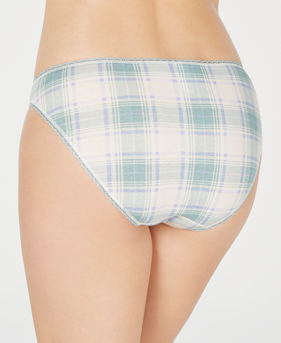 Charter Club Pretty Cotton Bikini Underwear Turqoise Plaid