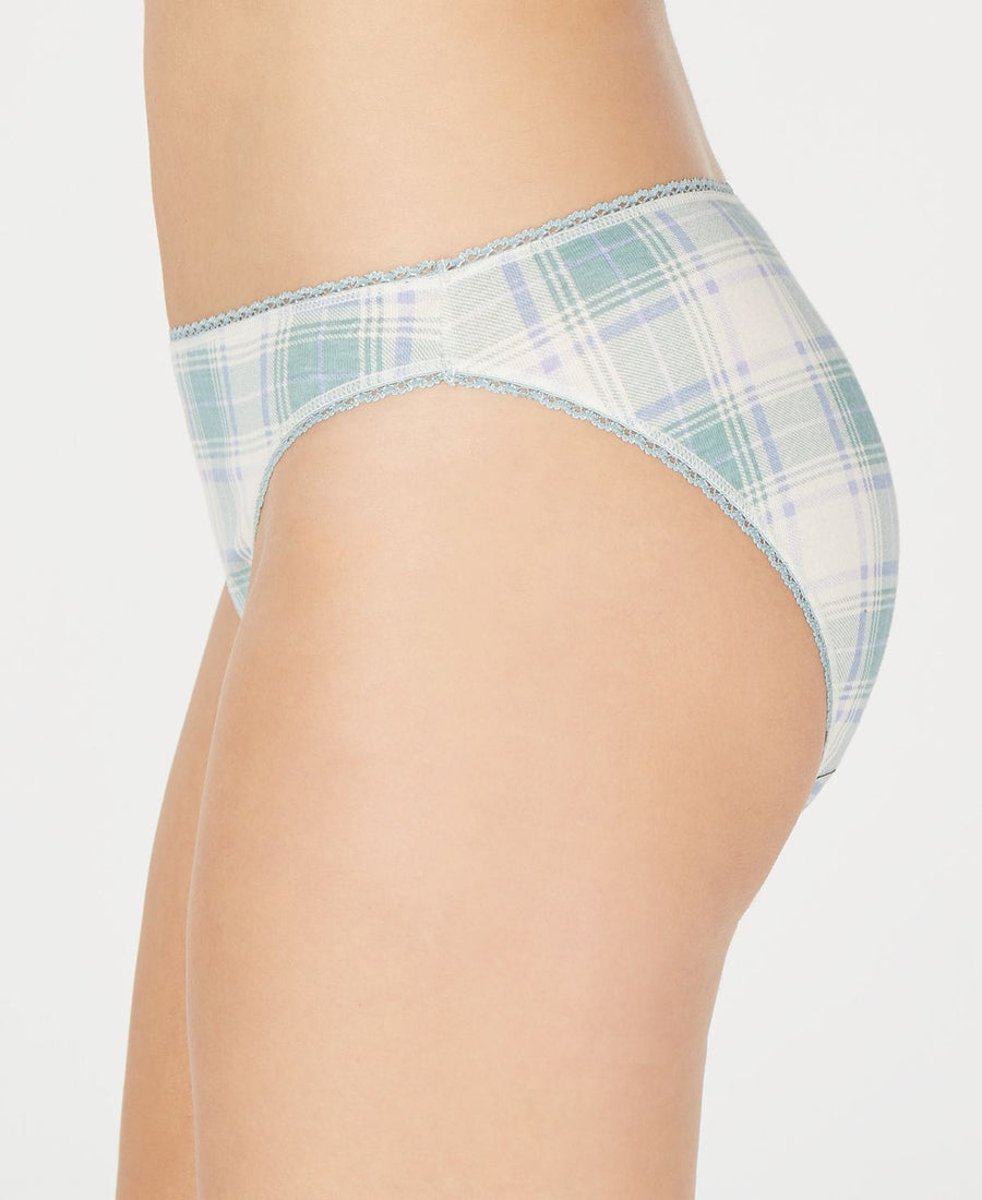 Charter Club Pretty Cotton Bikini Underwear Turqoise Plaid