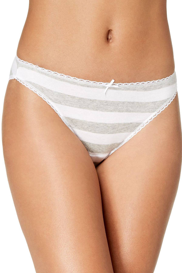 Charter Club Pretty Cotton Bikini in Grey Stripe