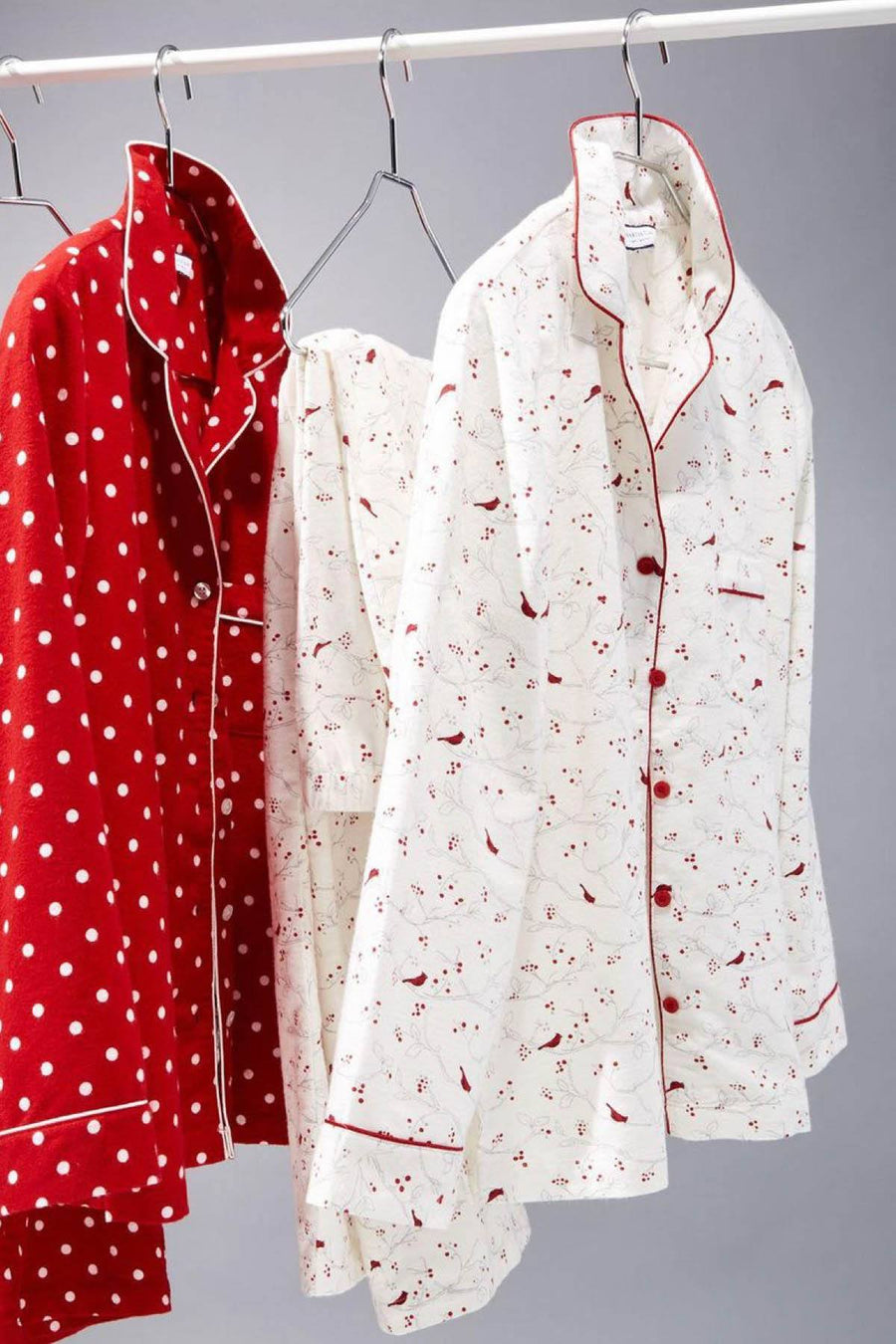 Charter Club Printed Cotton Flannel Pajama Set in Ivory Cardinal