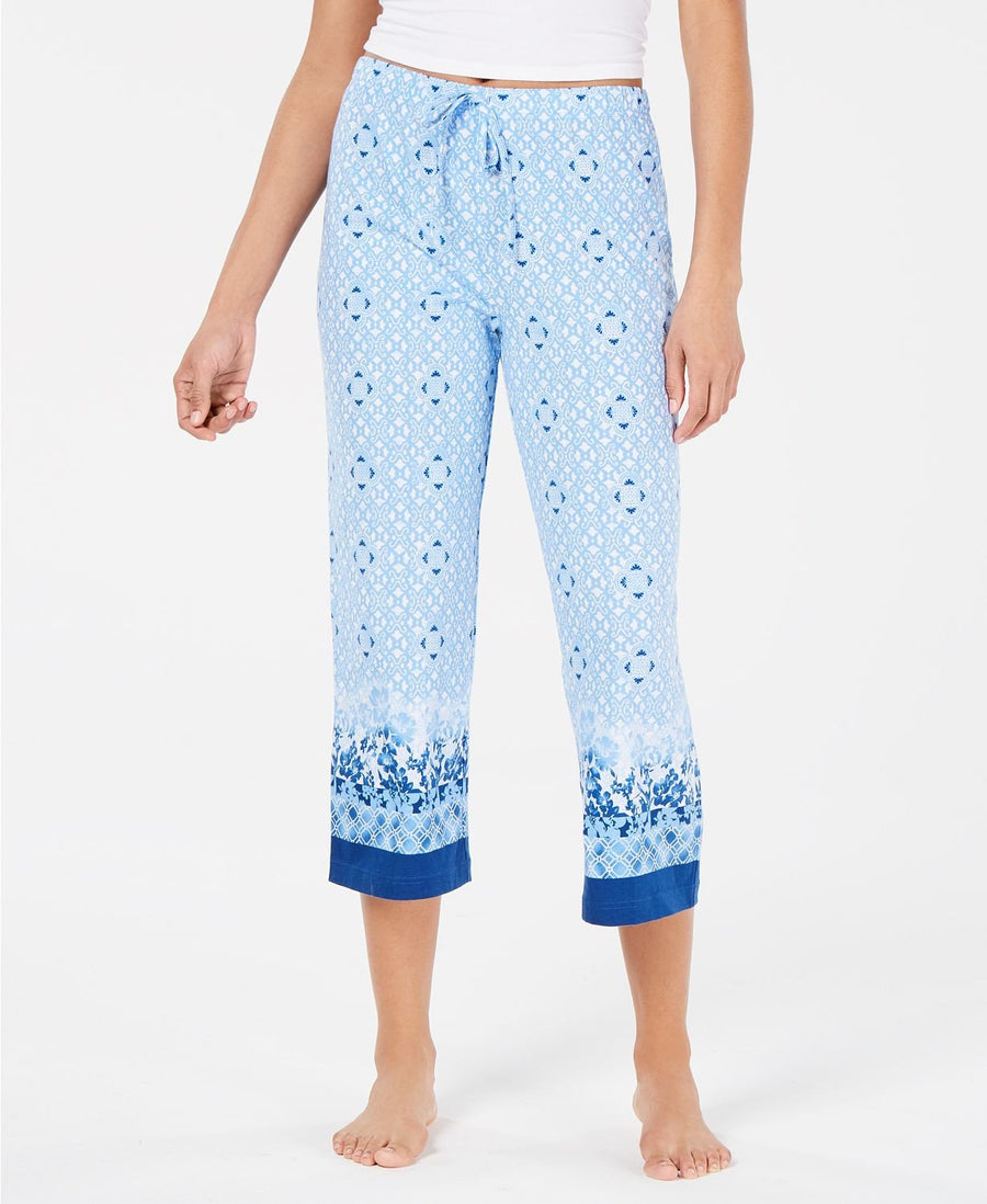 Charter Club Printed Soft Knit Cropped Lounge Pant in Galaxy Blue