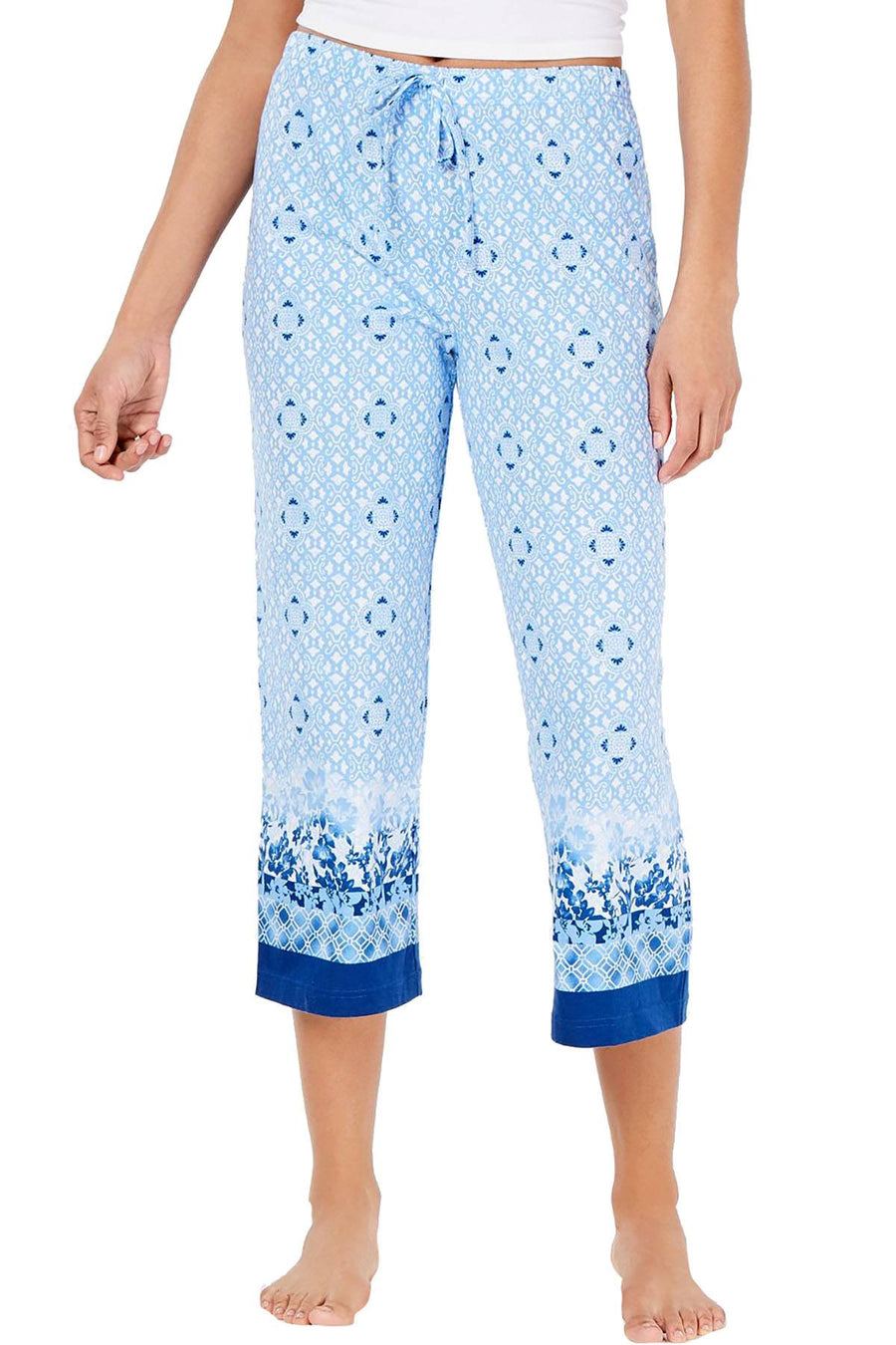 Charter Club Printed Soft Knit Cropped Lounge Pant in Galaxy Blue
