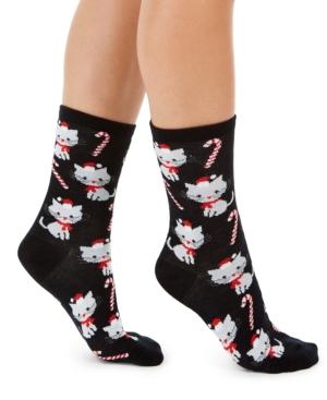 Charter Club Women's Candy Cane Cats Crew Socks