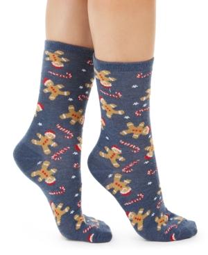 Charter Club Women's Gingerbread Candy Cane Crew Socks