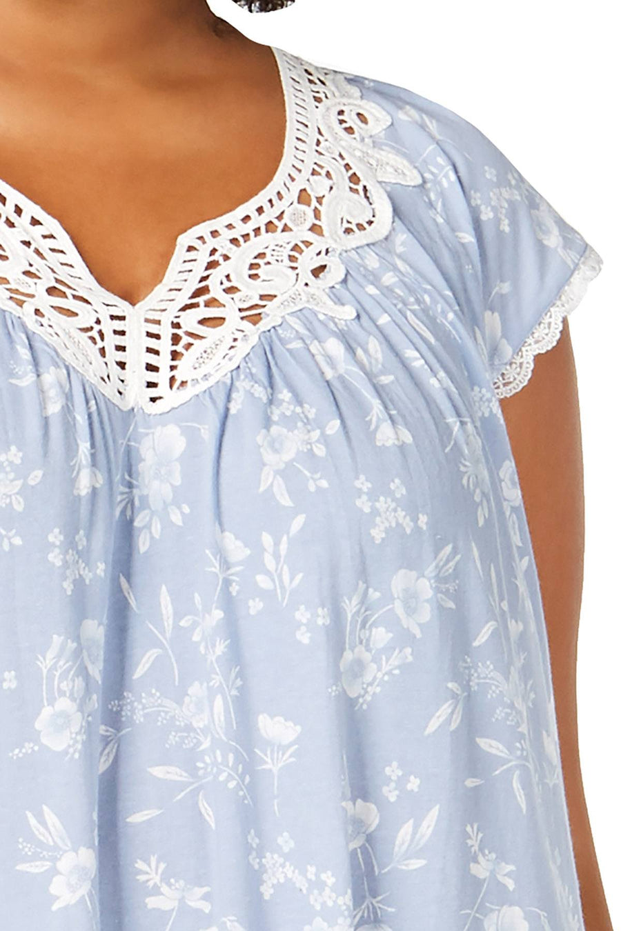 Charter Club intimates PLUS Eventide Tonal Flutter Sleeve Printed Soft Knit Nightgown
