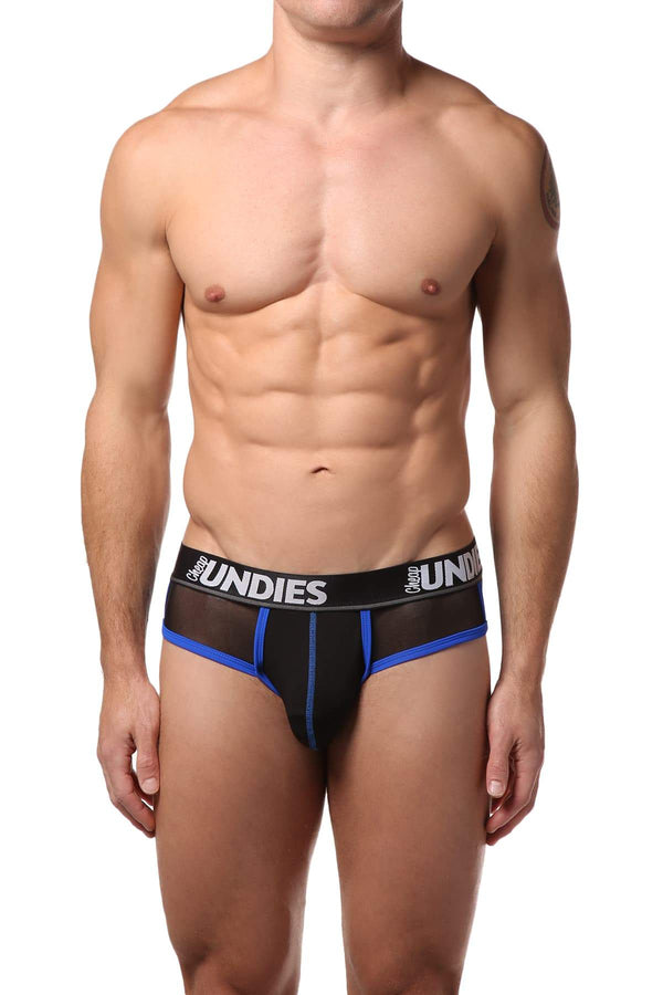 CheapUndies Black/Blue Mesh Brief