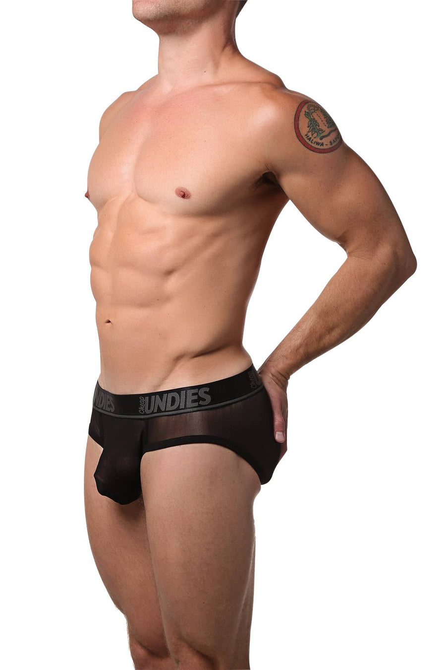 CheapUndies Black Exposed Mesh Brief