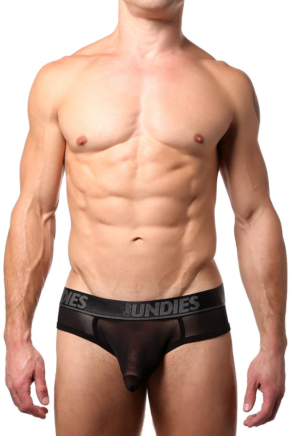 CheapUndies Black Exposed Mesh Jock Brief