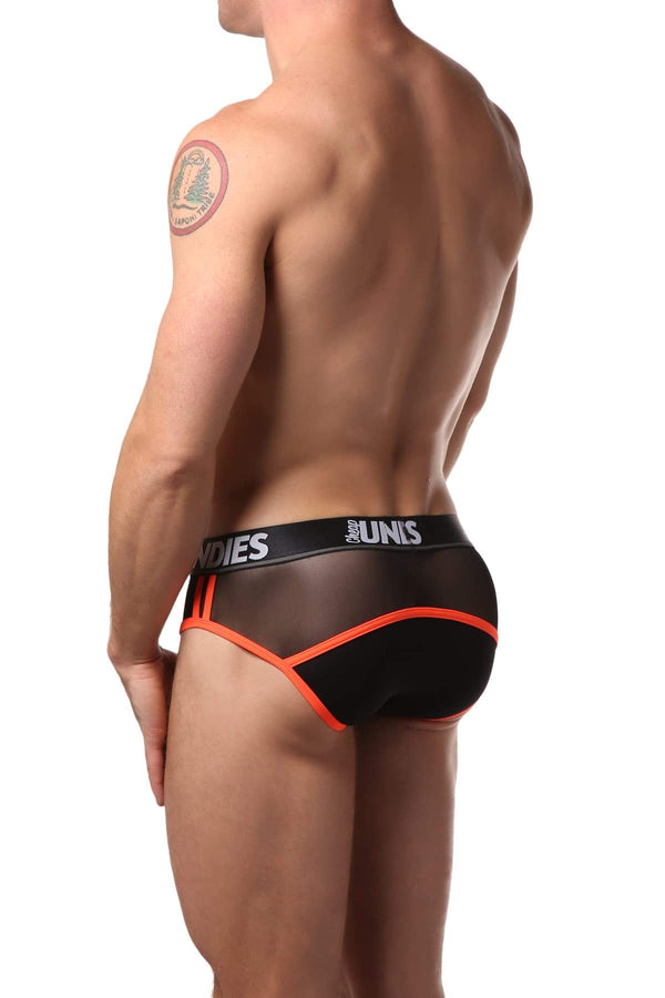 CheapUndies Black/Orange Mesh Brief