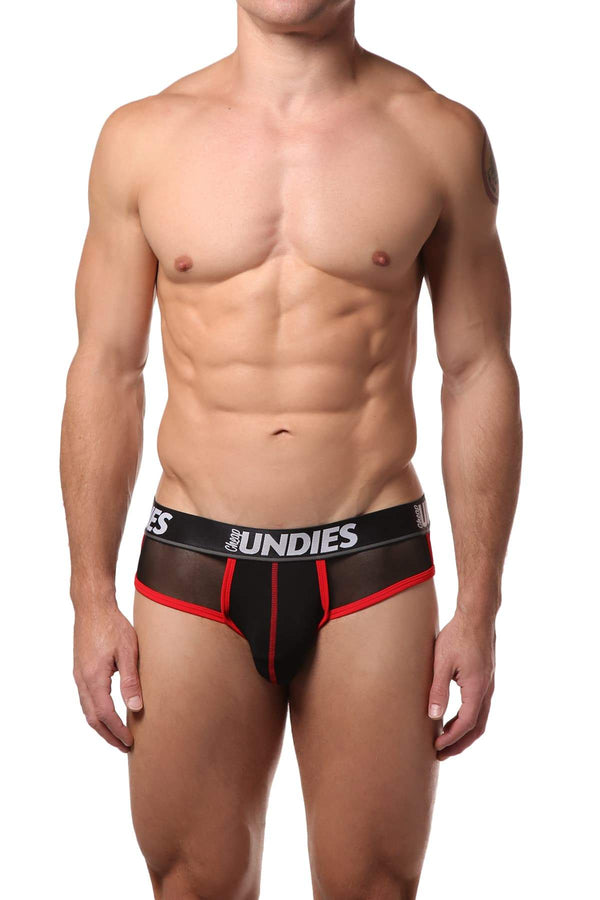 CheapUndies Black/Red Mesh Brief