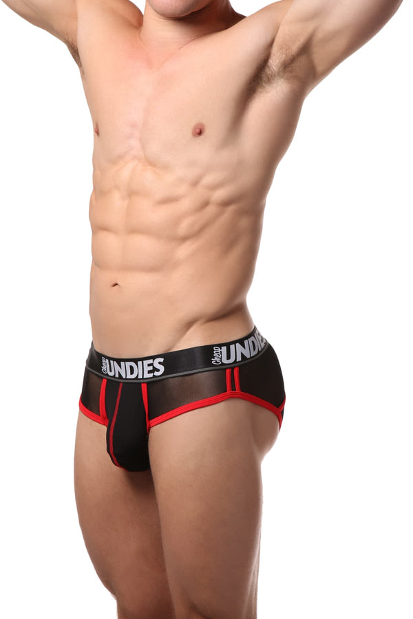 CheapUndies Black/Red Mesh Brief