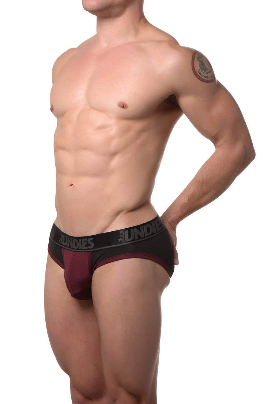 CheapUndies Black/Wine Cool Mesh Brief