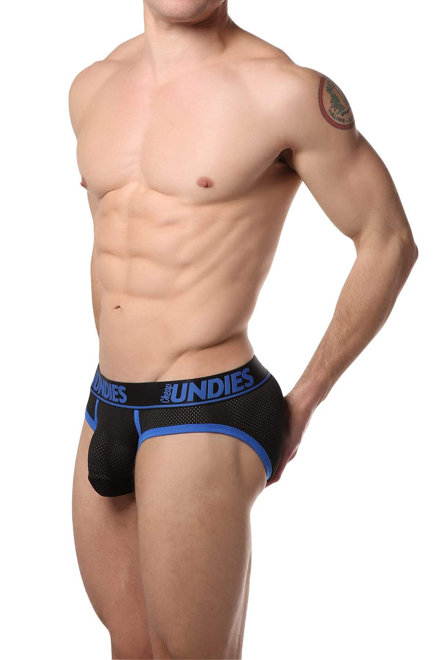 CheapUndies Blue Exposed Sport Mesh Brief