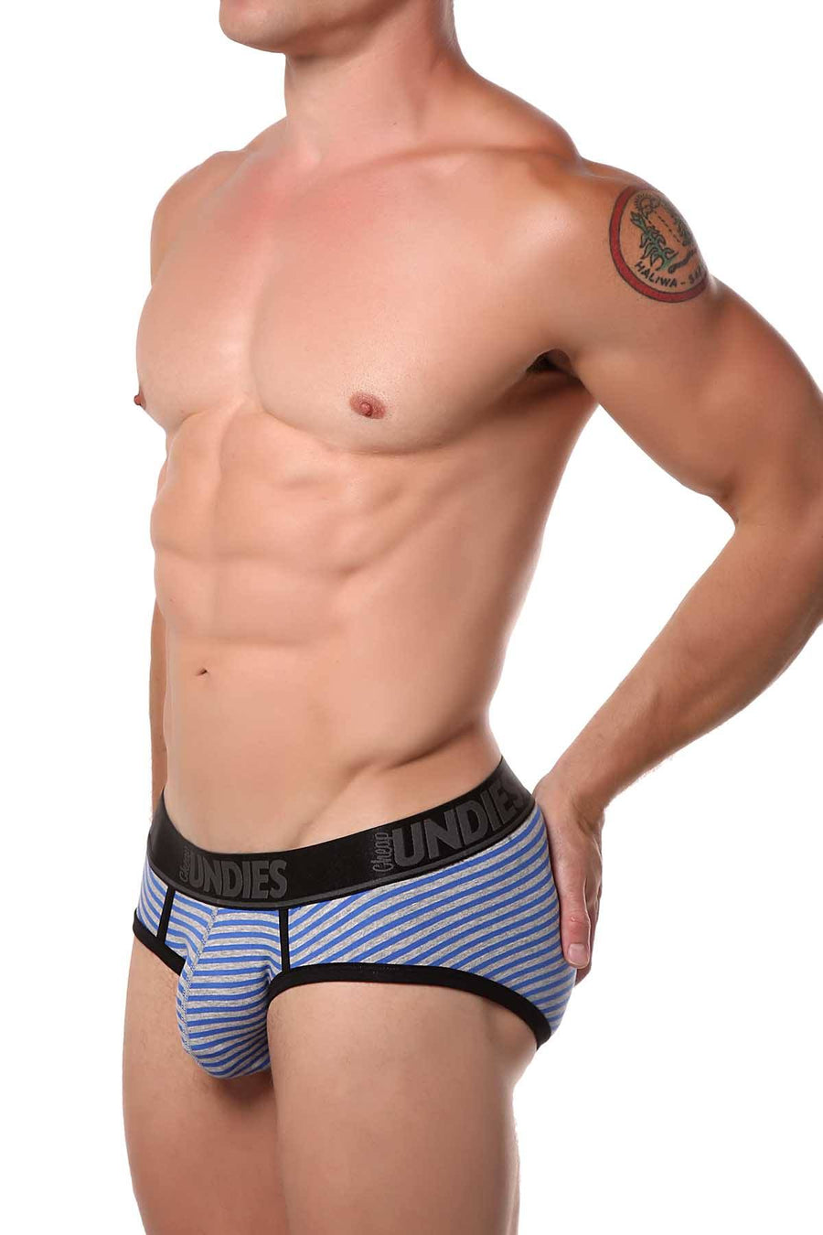 CheapUndies Blue/Grey Striped Brief