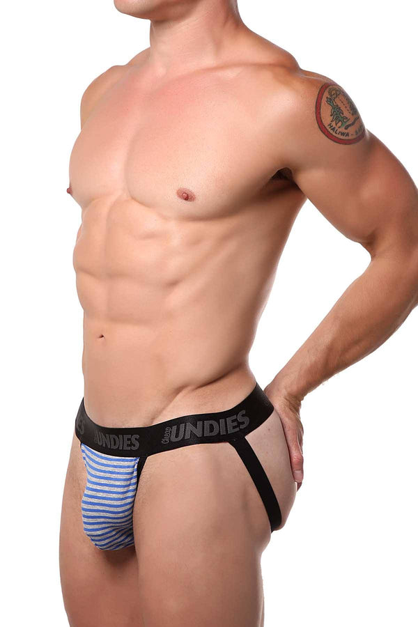 CheapUndies Blue/Grey Striped Jockstrap