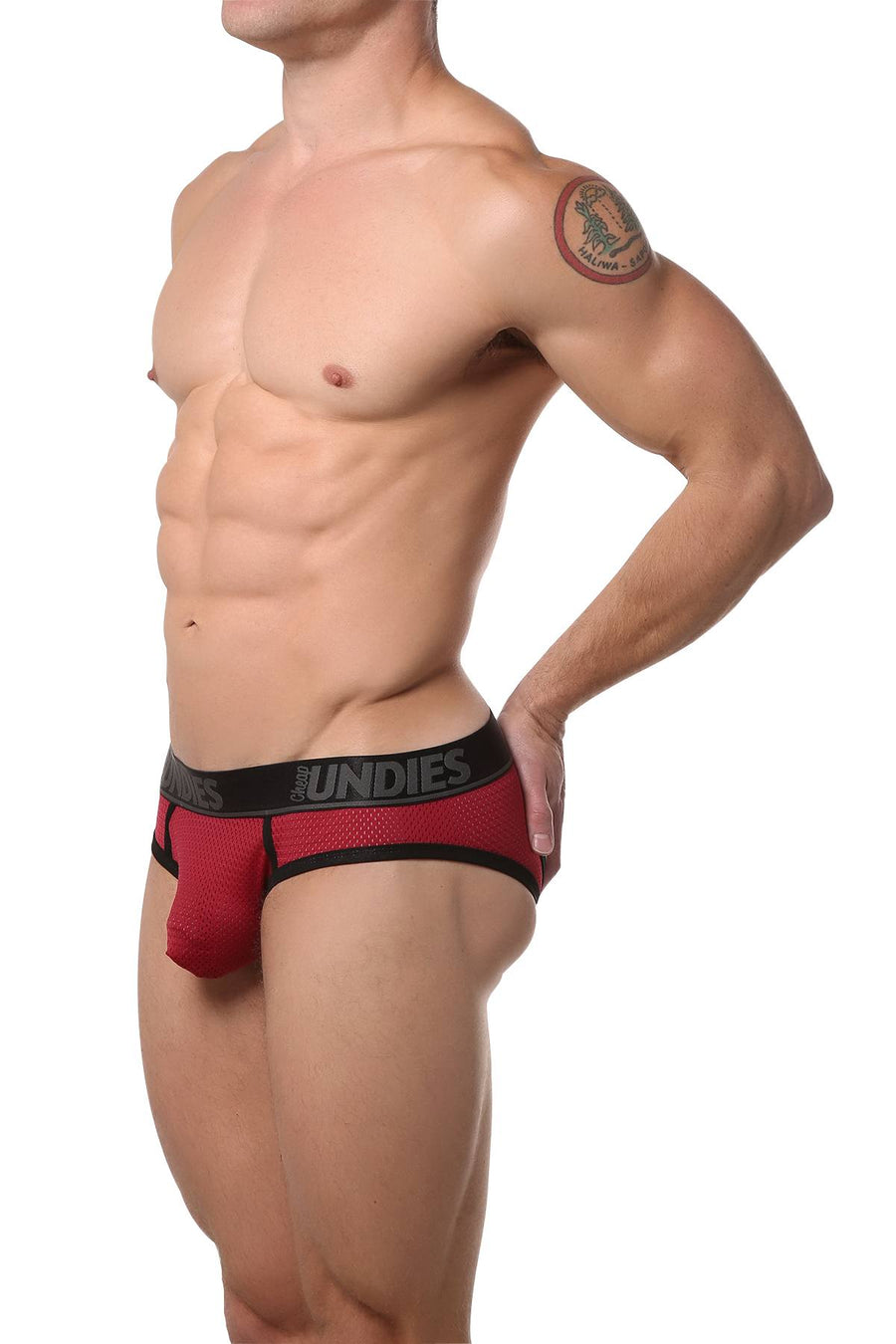 CheapUndies Brick-Red Mesh Jock-Brief