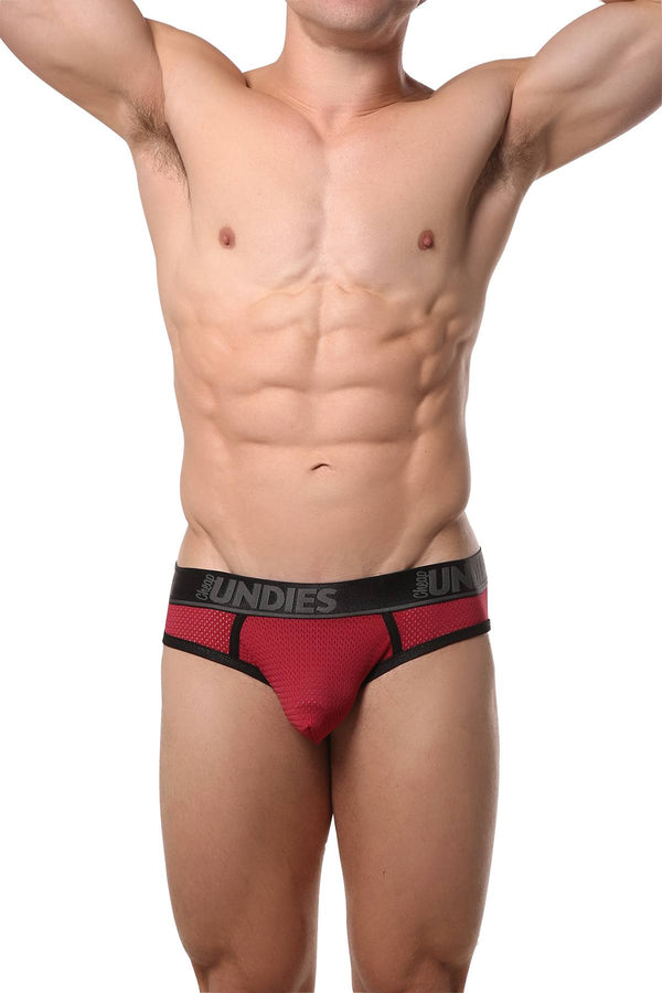 CheapUndies Brick-Red Mesh Jock-Brief