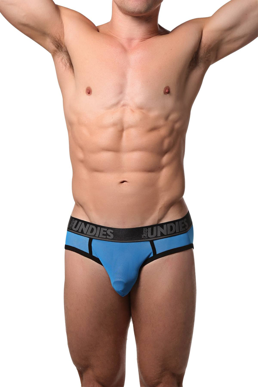 CheapUndies Neon Blue Exposed Mesh Brief