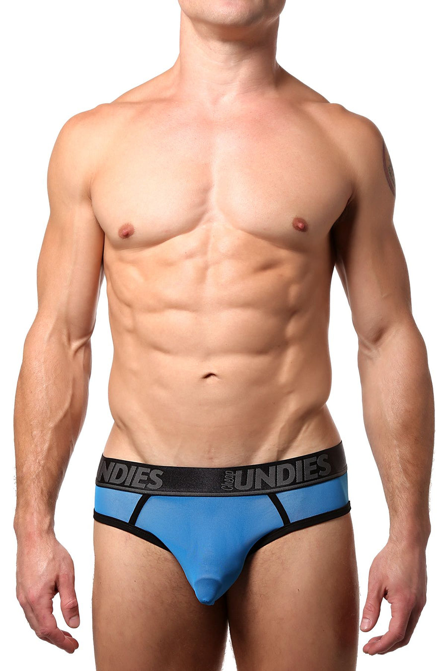 CheapUndies Neon Blue Exposed Mesh Jock Brief