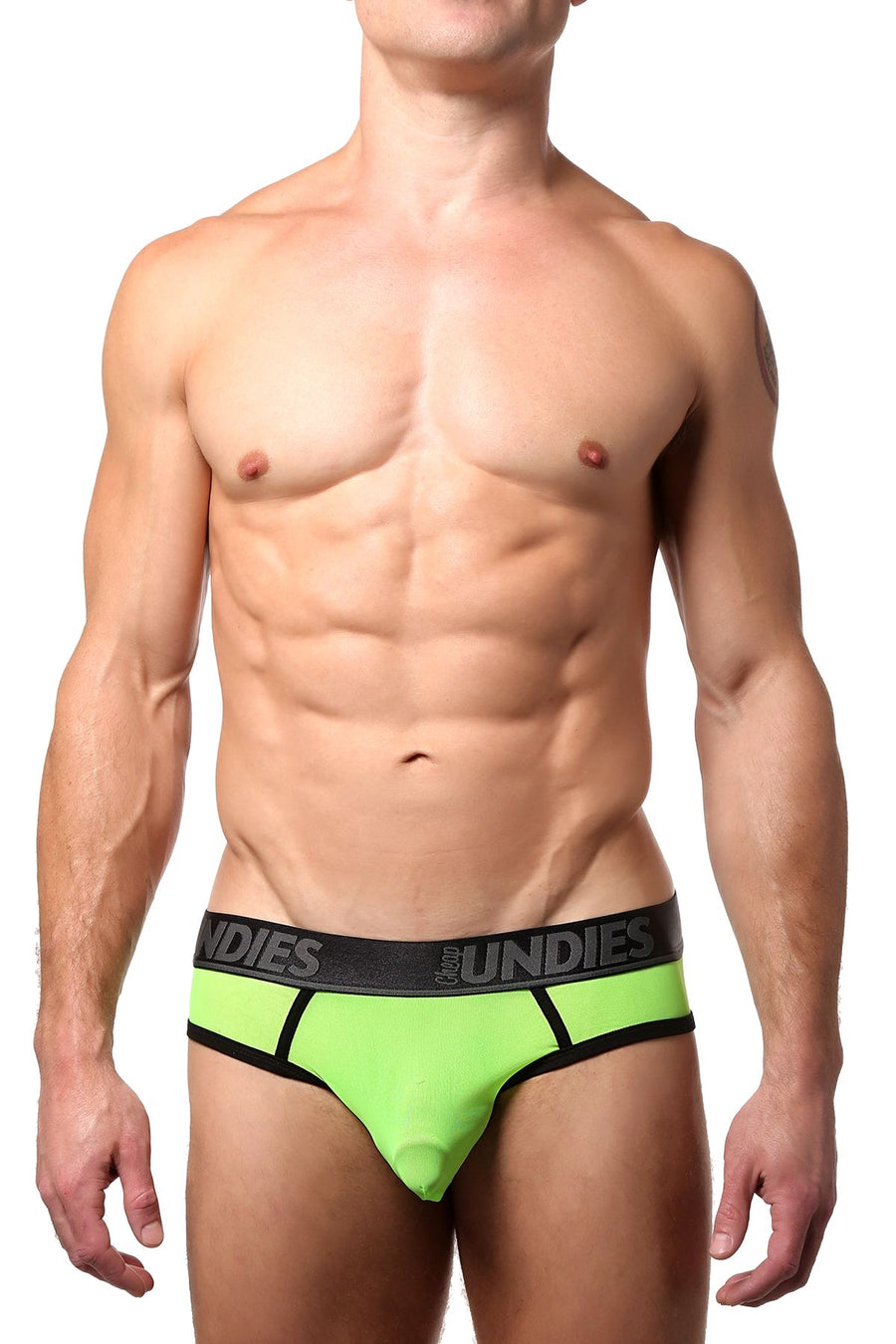 CheapUndies Neon Green Exposed Mesh Jock Brief