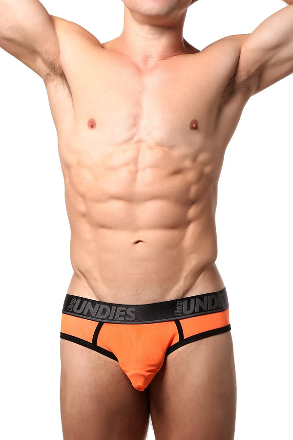 CheapUndies Neon Orange Exposed Mesh Jock Brief
