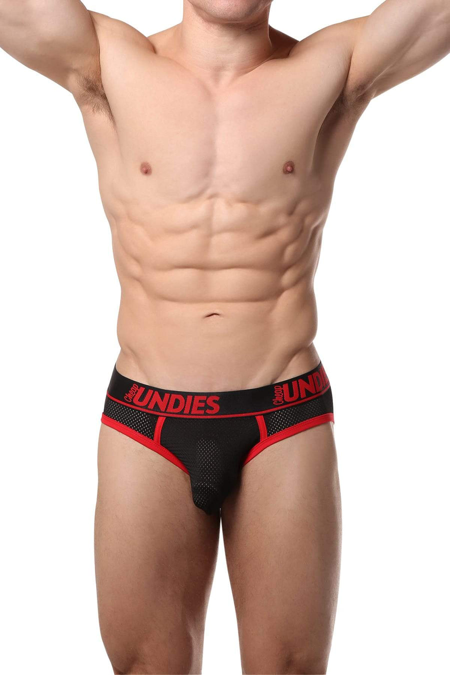 CheapUndies Red Sport Exposed Mesh Brief