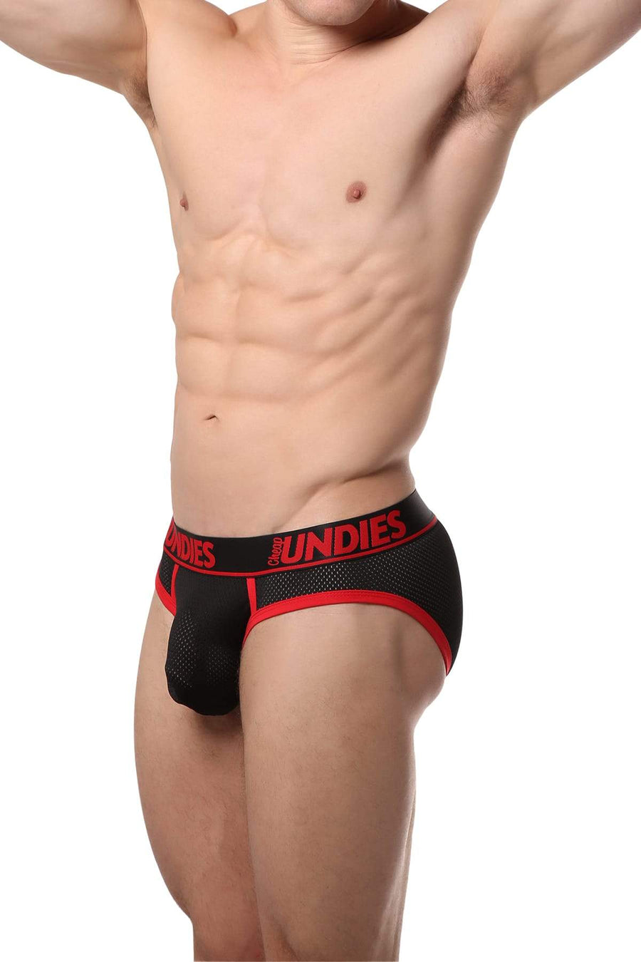 CheapUndies Red Sport Exposed Mesh Brief