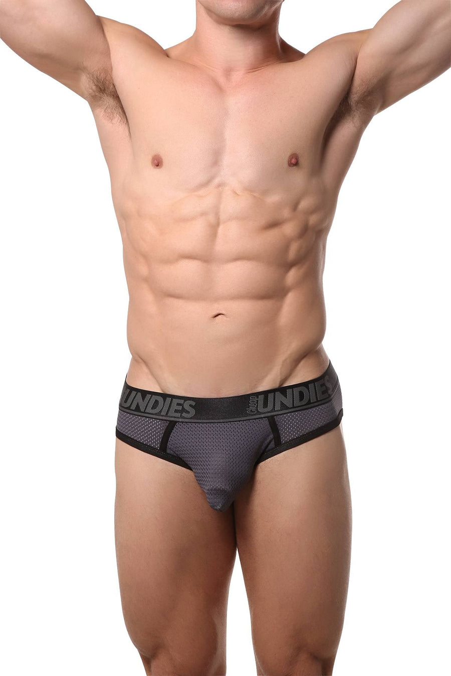CheapUndies Steel-Grey Mesh Jock-Brief