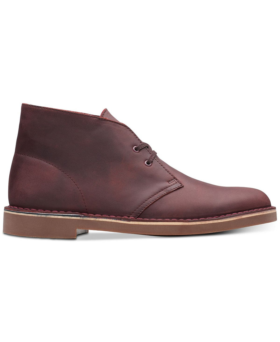 Clarks Bushacre 2 Aubergine Leather Chukka Boots Aubergine