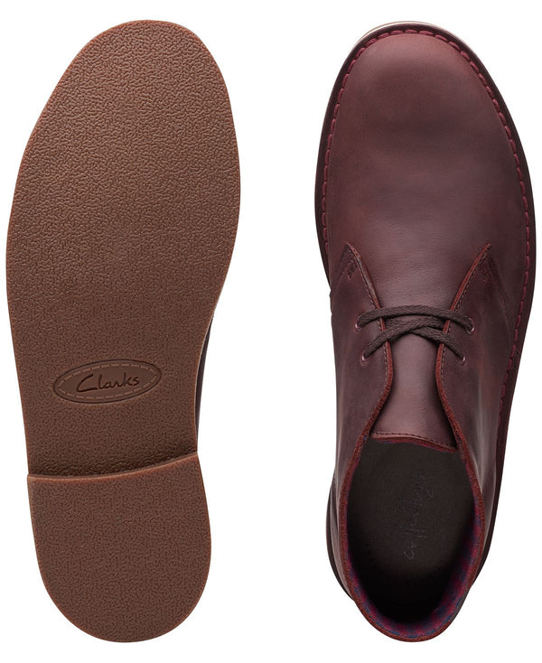 Clarks Bushacre 2 Aubergine Leather Chukka Boots Aubergine