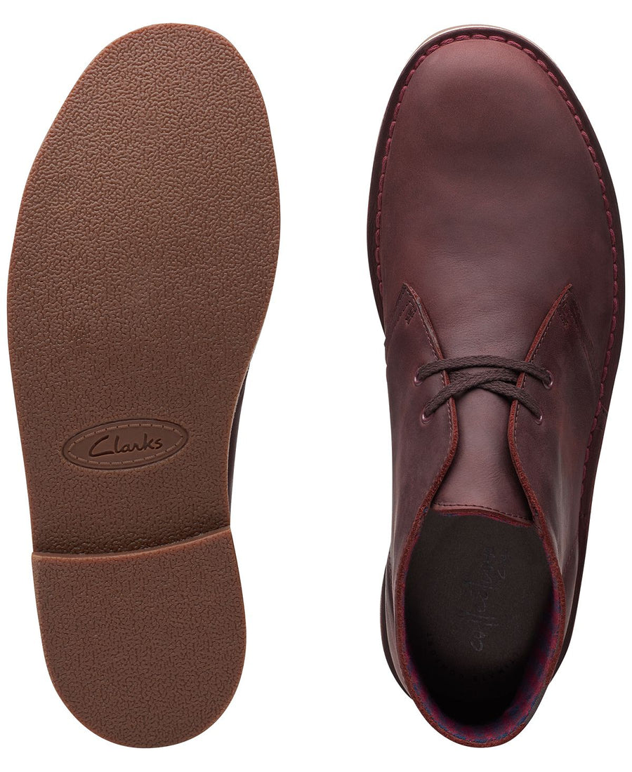 Clarks Bushacre 2 Aubergine Leather Chukka Boots Aubergine